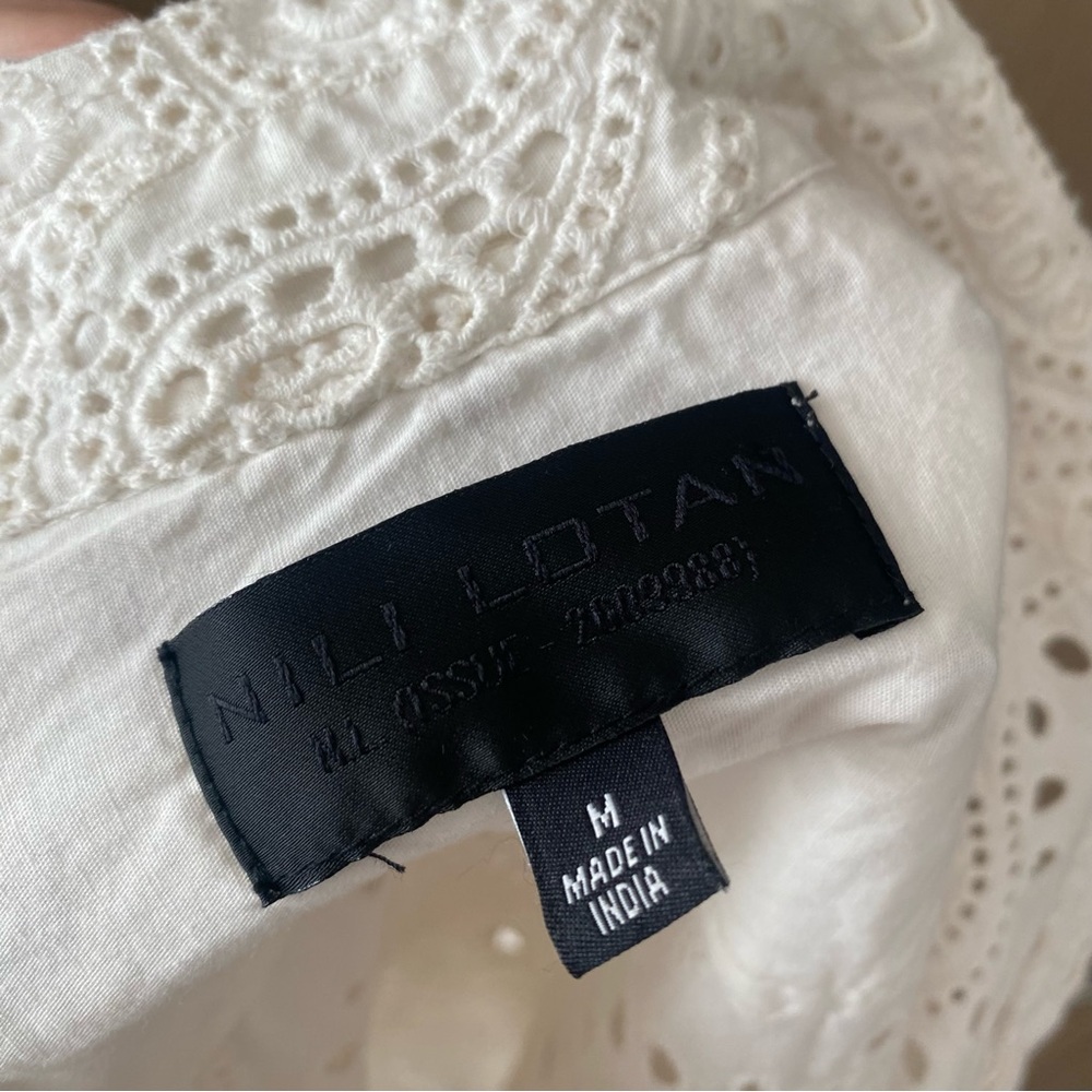 Nili Lotan White Eyelet Button-Down Shirt - Picture 9 of 12